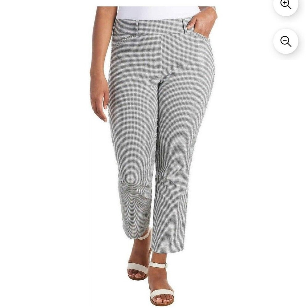 Hilary Radley Built-in Tummy Control Pull-on Ankle Pant Size: XL, Black/White.